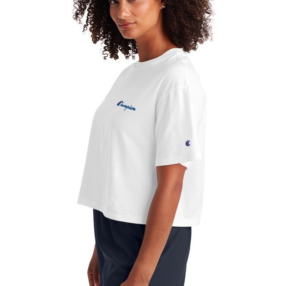 Champion Cropped Tee, Script Logo - Picture 2 of 4